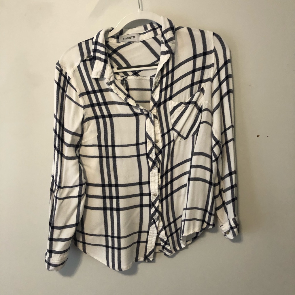 Flannel White Button Down